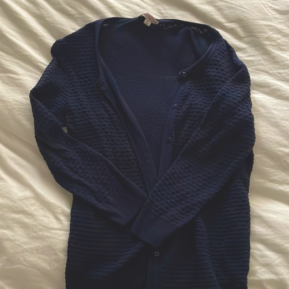Navy blue-button up sweater